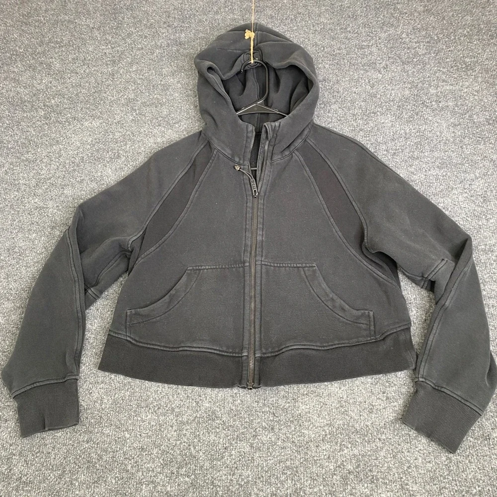 Lululemon Scuba Full Zip Hoodie Black Cropped Fleece Sweatshirt Womens XS/S